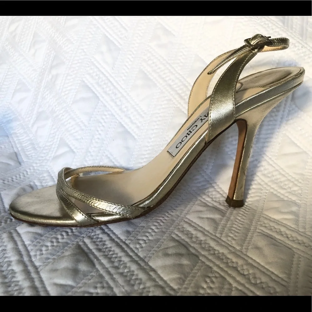 Jimmy Choo Metallic Gold Strappy Sandals 36.5